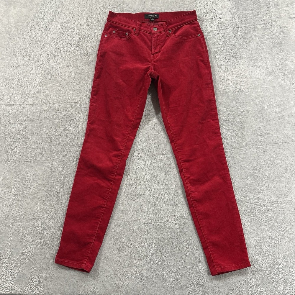 Banana Republic Pants Women's 2 Skinny Fit Red Velvet Velour Mid Rise Stretch